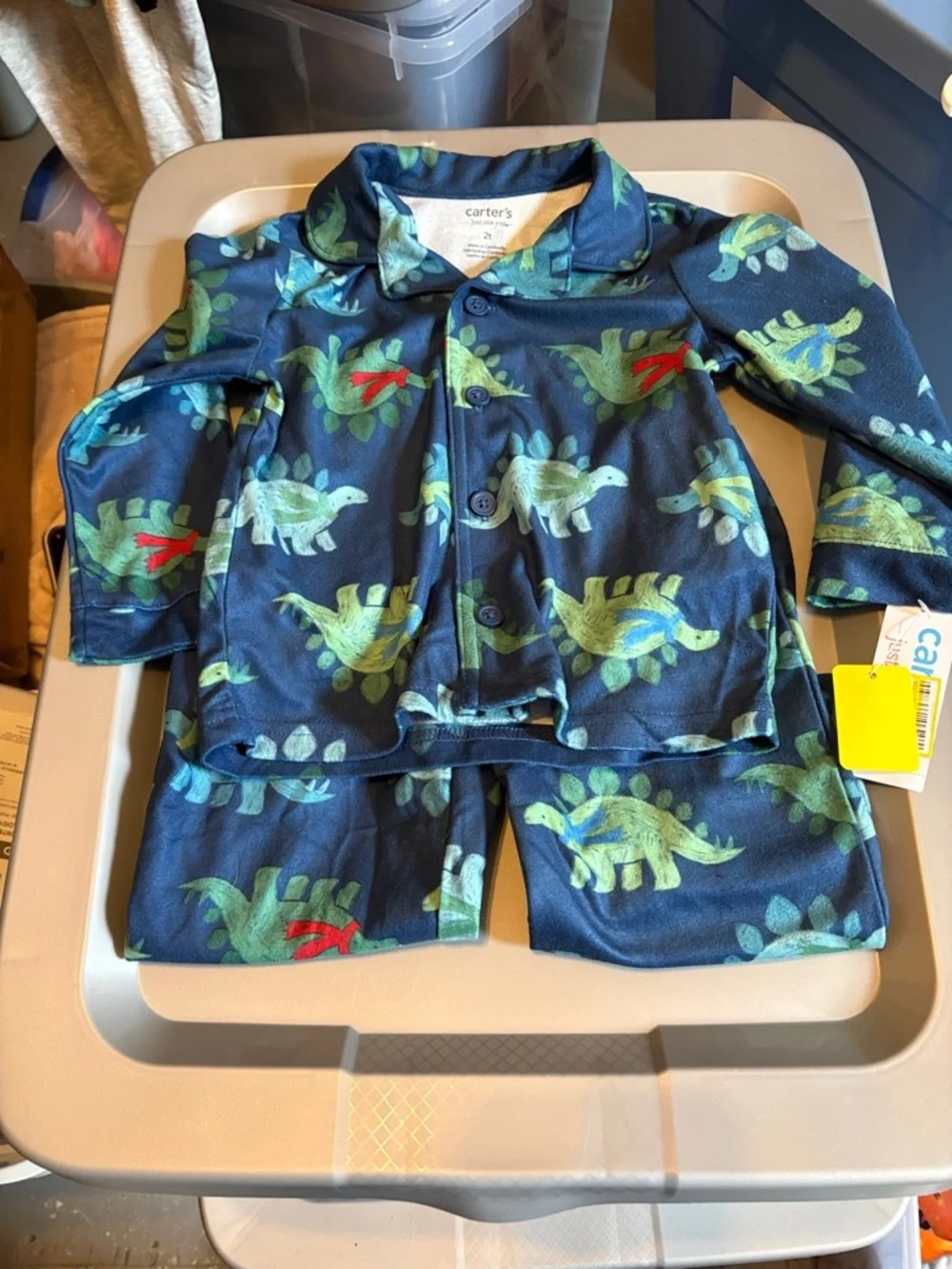 Carter's Navy and Green Dinosaur Pajama Set